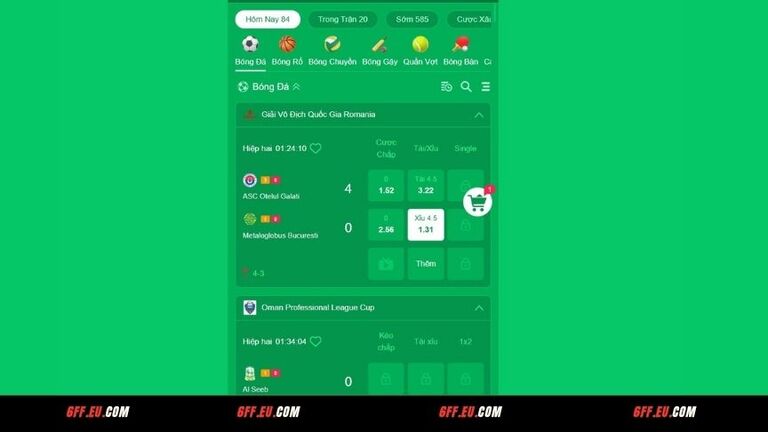 Các trò chơi thể thao 6FF phổ biến