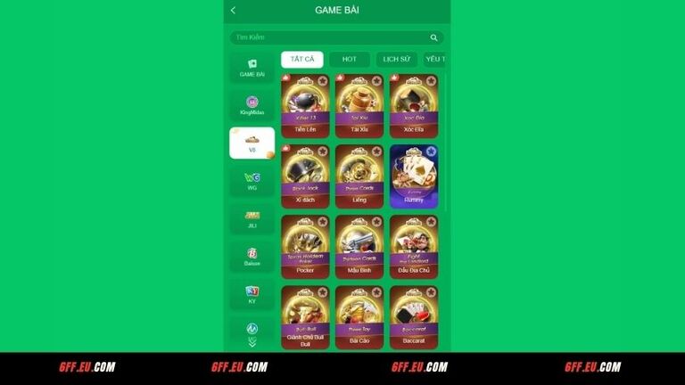 Các tựa game bài 6FF hấp dẫn