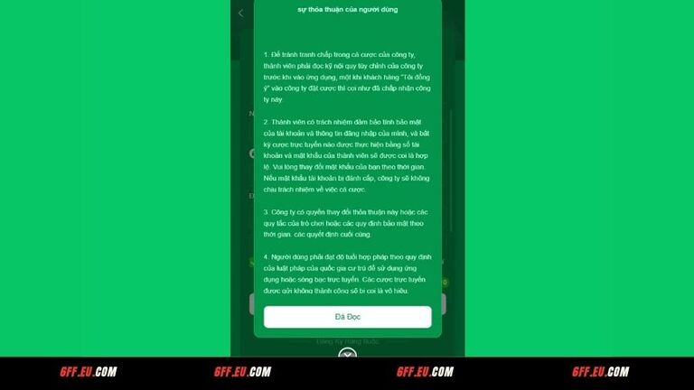 Điều kiện cần có khi tạo tài khoản 6FF