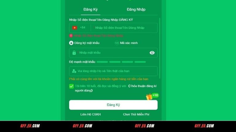 Hướng dẫn đăng ký 6FF bằng mật khẩu