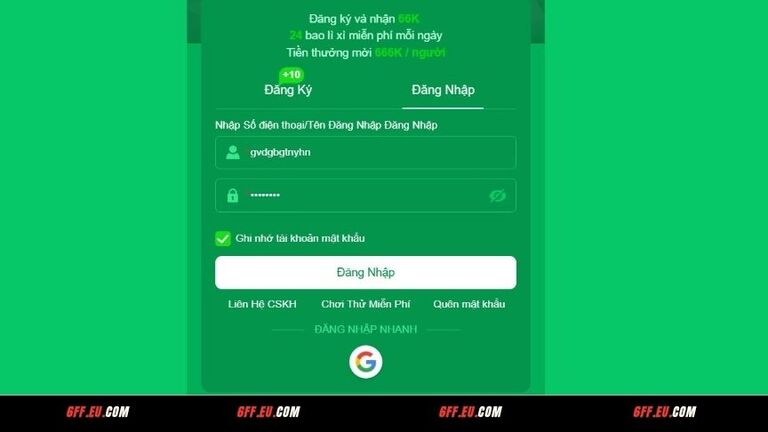 Một vài lưu ý khi đăng nhập vào 6FF